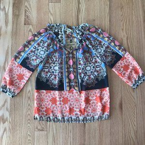 Democracy Sheer Boho Long Sleeve Top- XS